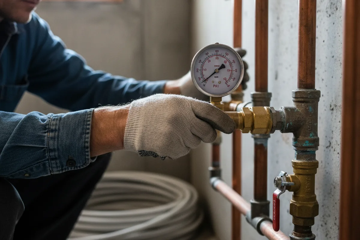 Pressure testing a repaired line during Water Line Repair in San Mateo